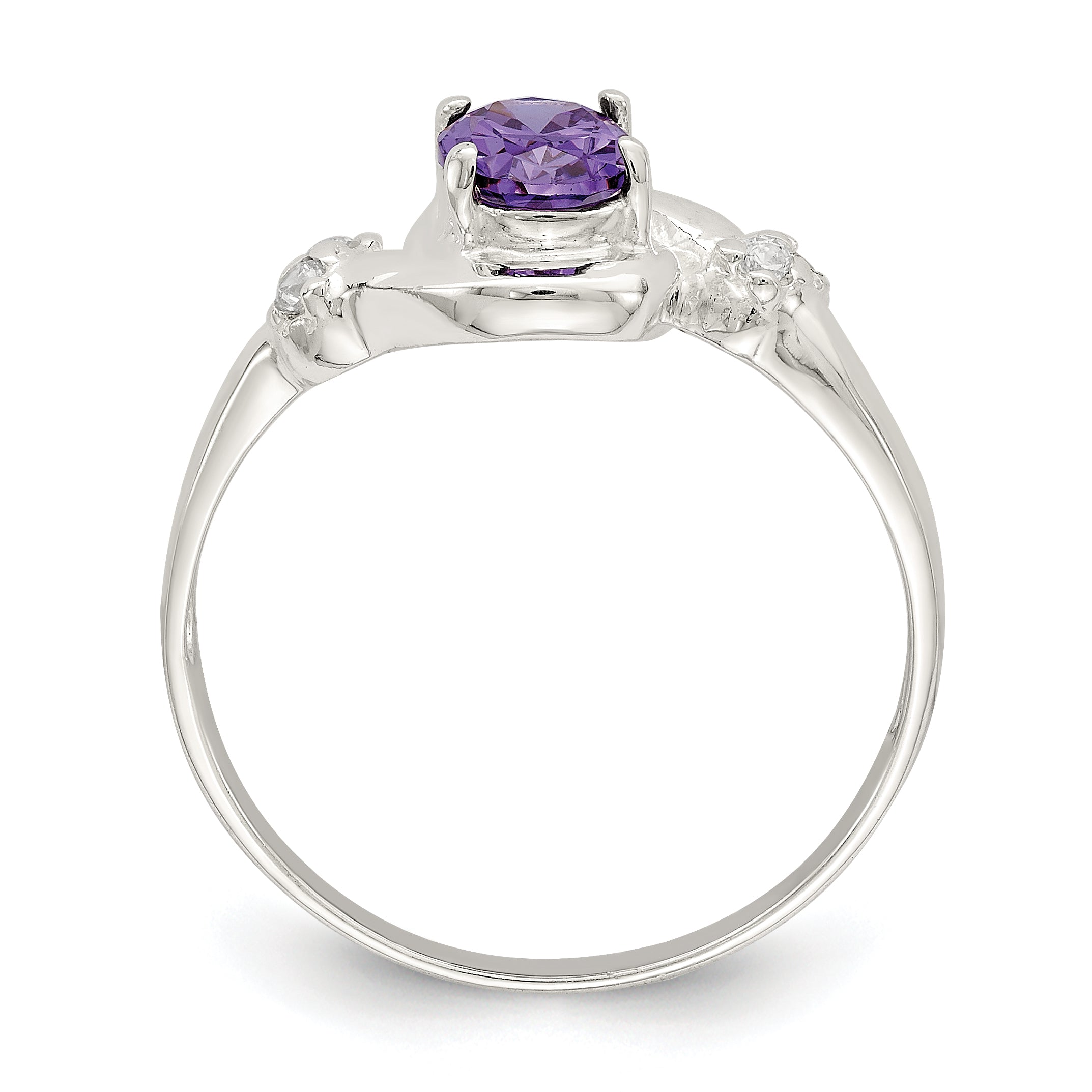 Sterling Silver Purple Oval CZ Ring