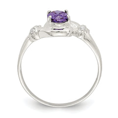 Sterling Silver Purple Oval CZ Ring