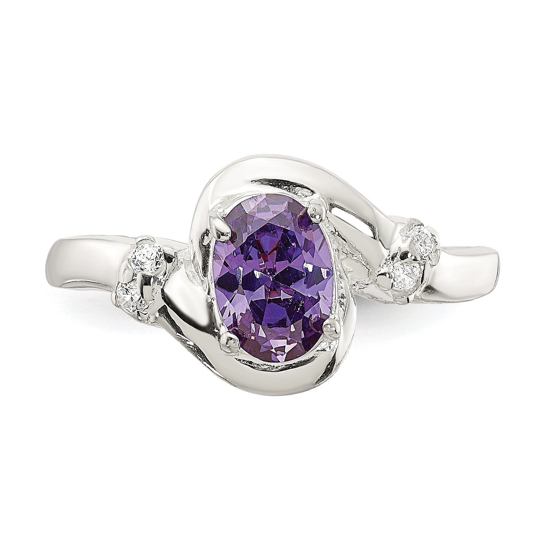 Sterling Silver Purple Oval CZ Ring