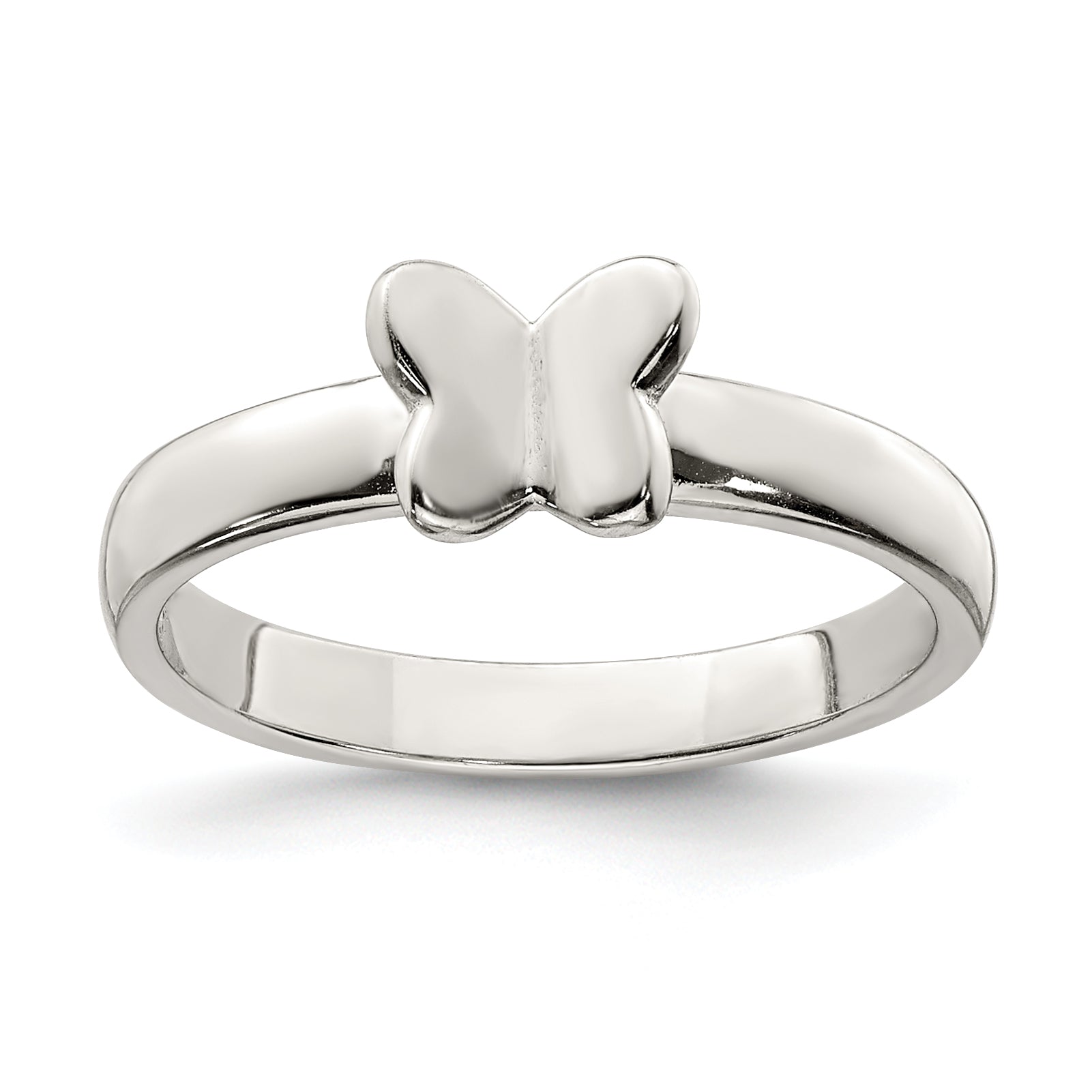 Sterling Silver Rhodium-plated Polished Butterfly Children's Ring