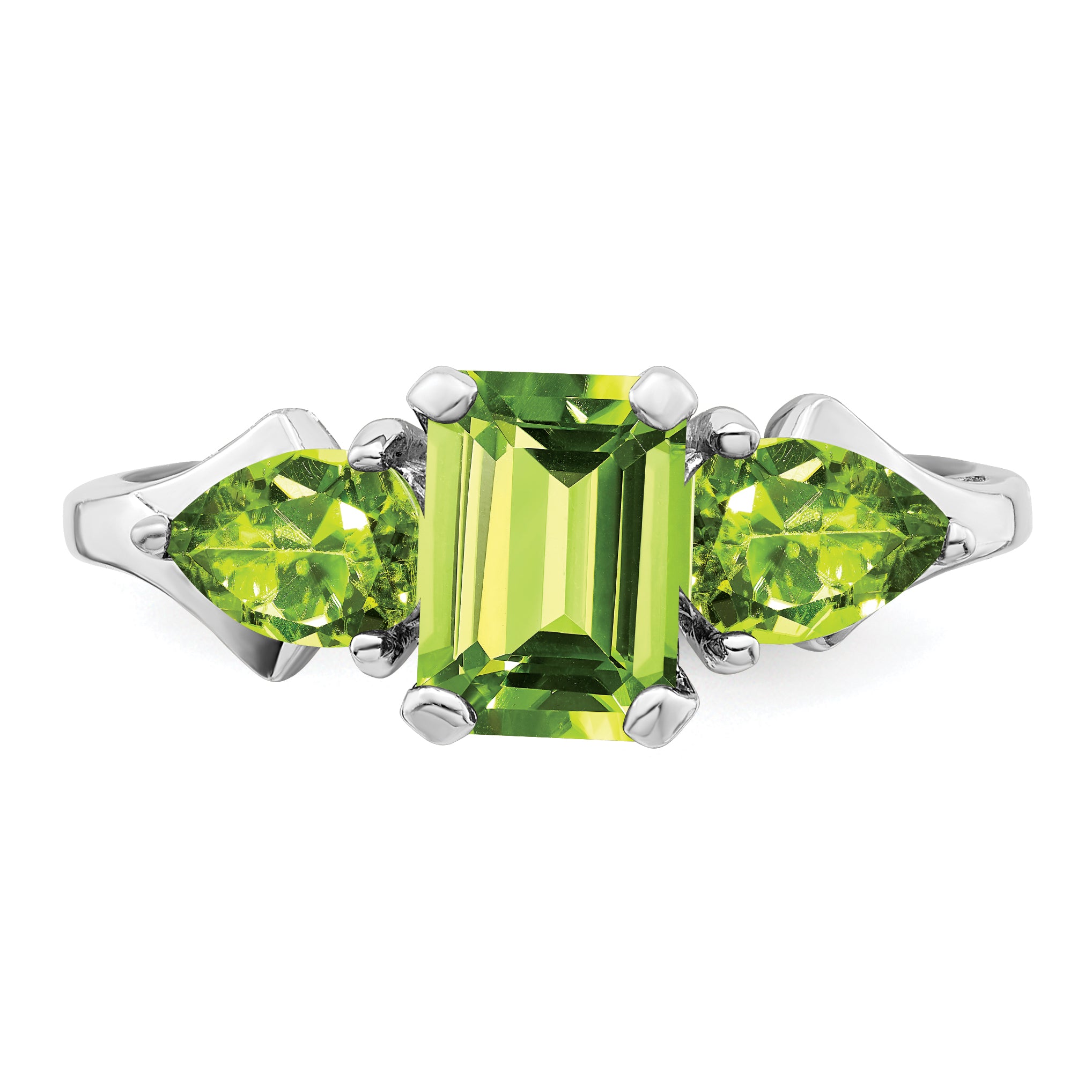 Sterling Silver Rhodium Peridot Ring