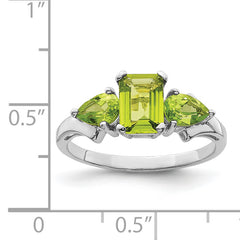 Sterling Silver Rhodium Peridot Ring