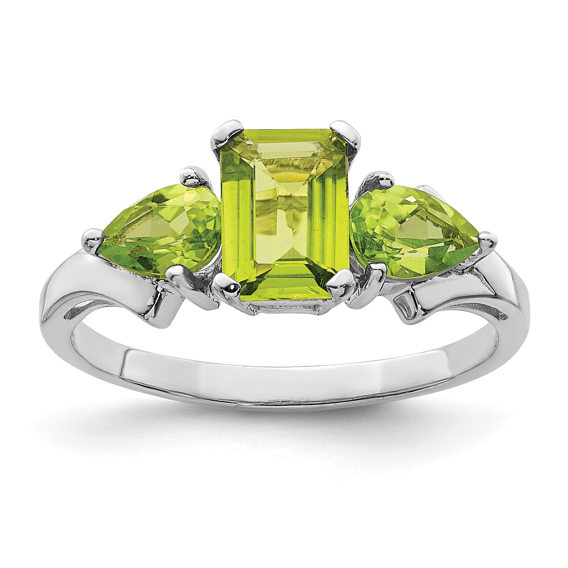 Sterling Silver Rhodium Peridot Ring