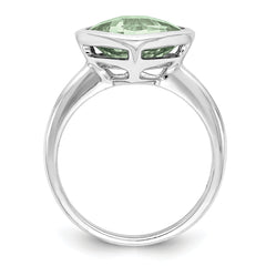 Sterling Silver Rhodium Green Quartz Ring