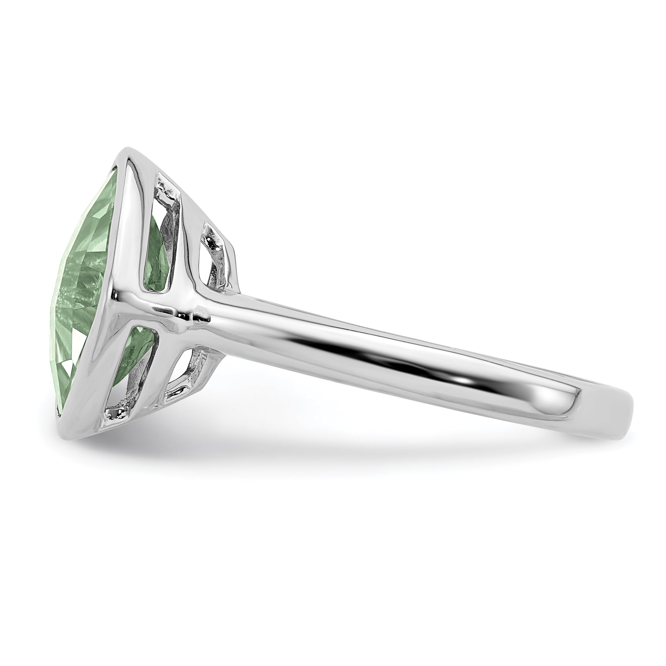 Sterling Silver Rhodium Green Quartz Ring