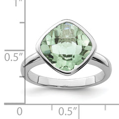 Sterling Silver Rhodium Green Quartz Ring