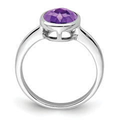 Sterling Silver Rhodium-plated Amethyst Ring