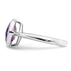 Sterling Silver Rhodium-plated Amethyst Ring