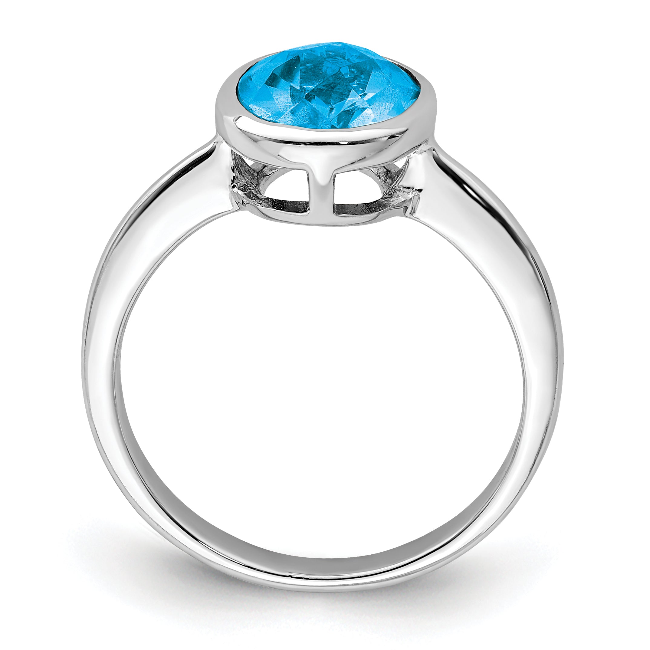 Sterling Silver Rhodium Blue Topaz Ring