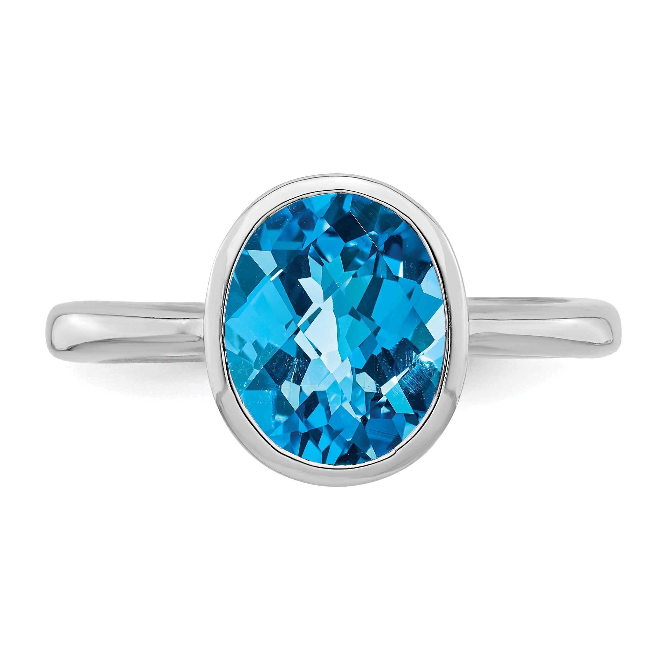 Sterling Silver Rhodium Blue Topaz Ring