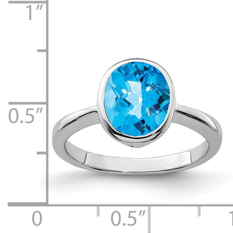 Sterling Silver Rhodium Blue Topaz Ring