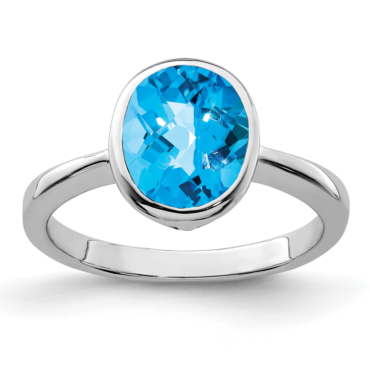 Sterling Silver Rhodium Blue Topaz Ring