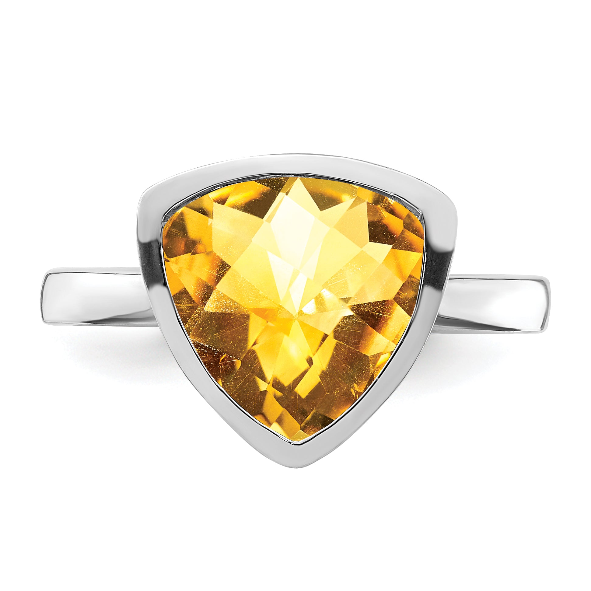 Sterling Silver Rhodium Citrine Ring