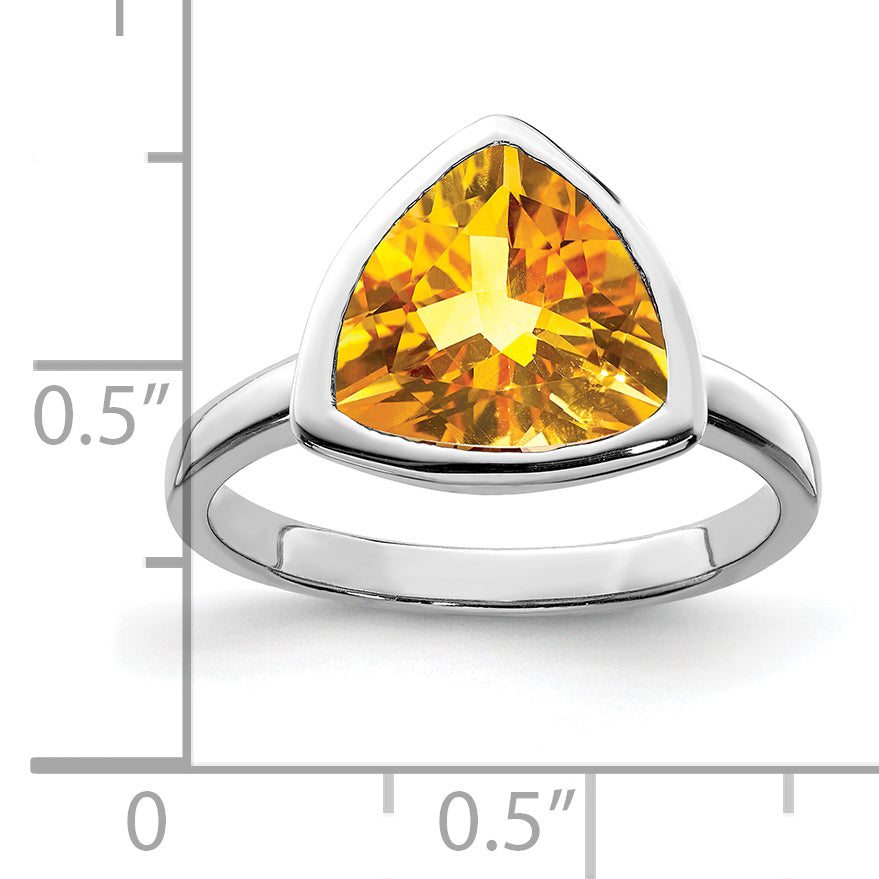 Sterling Silver Rhodium Citrine Ring