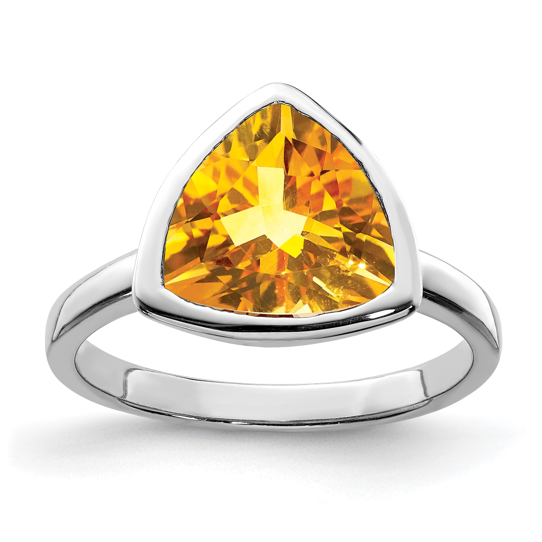 Sterling Silver Rhodium Citrine Ring