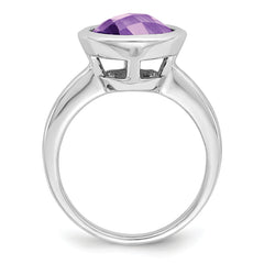 Sterling Silver Rhodium-plated Amethyst Ring