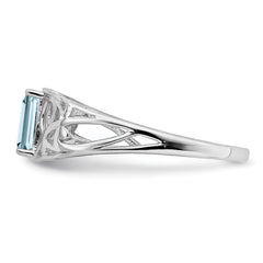 Sterling Silver Rhodium Plated Aquamarine Ring