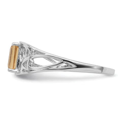 Sterling Silver Rhodium Plated Citrine Ring