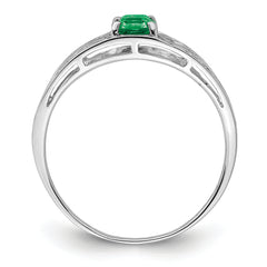 Sterling Silver Rhodium Plated Emerald Ring