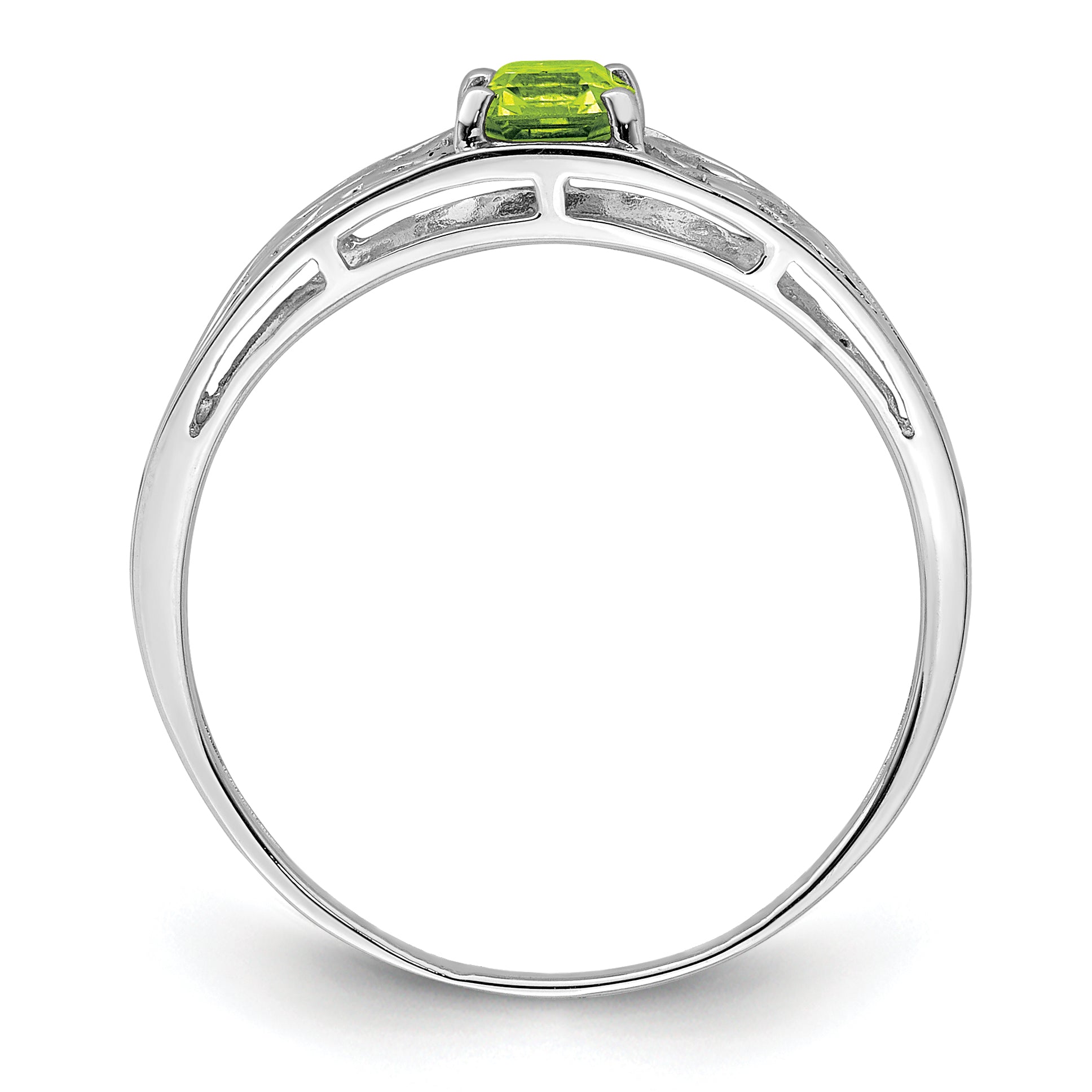 Sterling Silver Rhodium Plated Peridot Ring