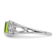 Sterling Silver Rhodium Plated Peridot Ring