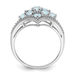 Sterling Silver Rhodium Aquamarine Ring