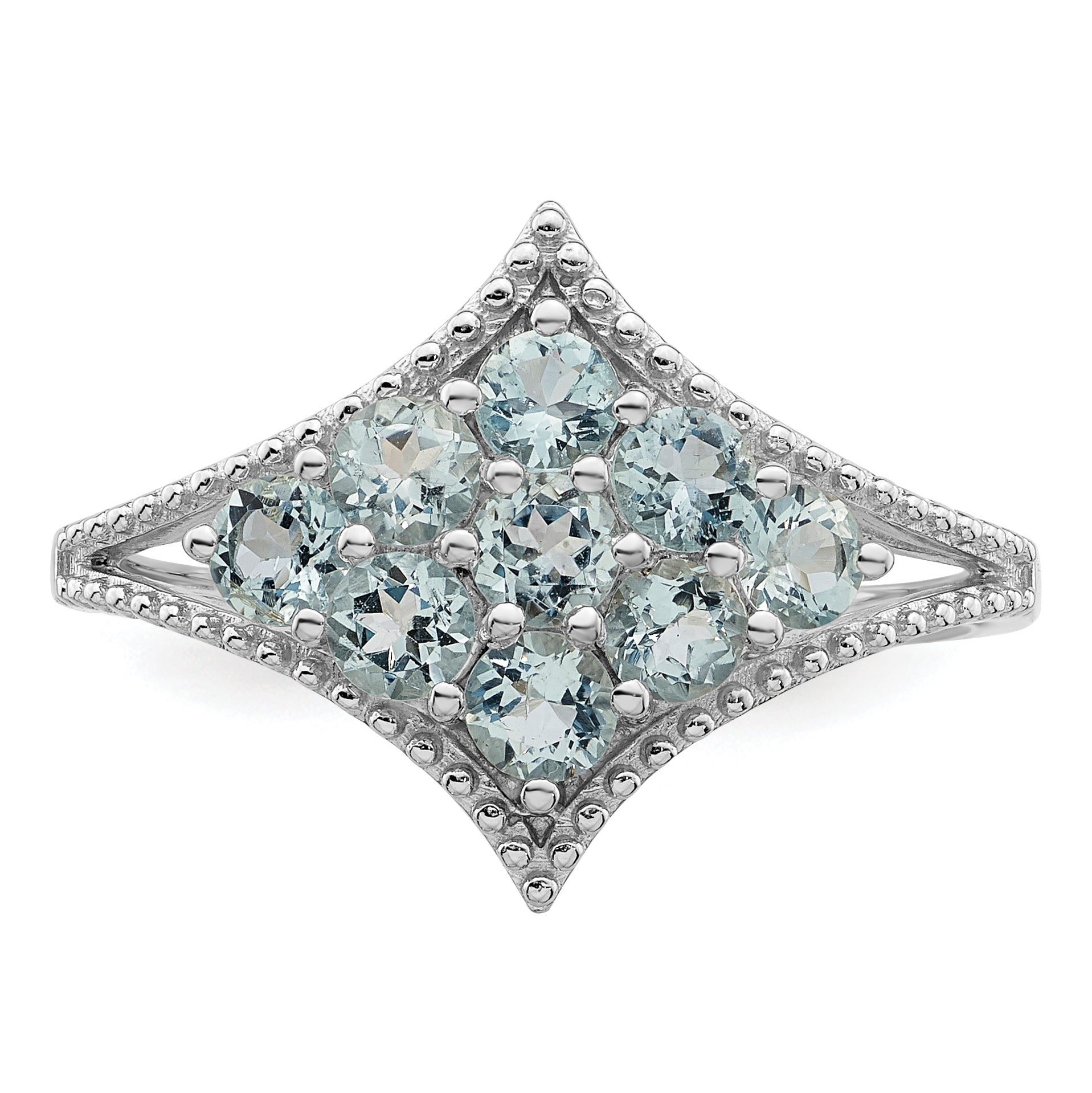 Sterling Silver Rhodium Aquamarine Ring