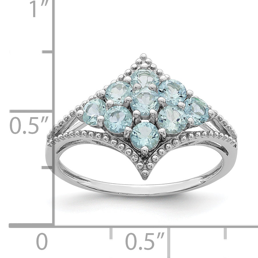 Sterling Silver Rhodium Aquamarine Ring