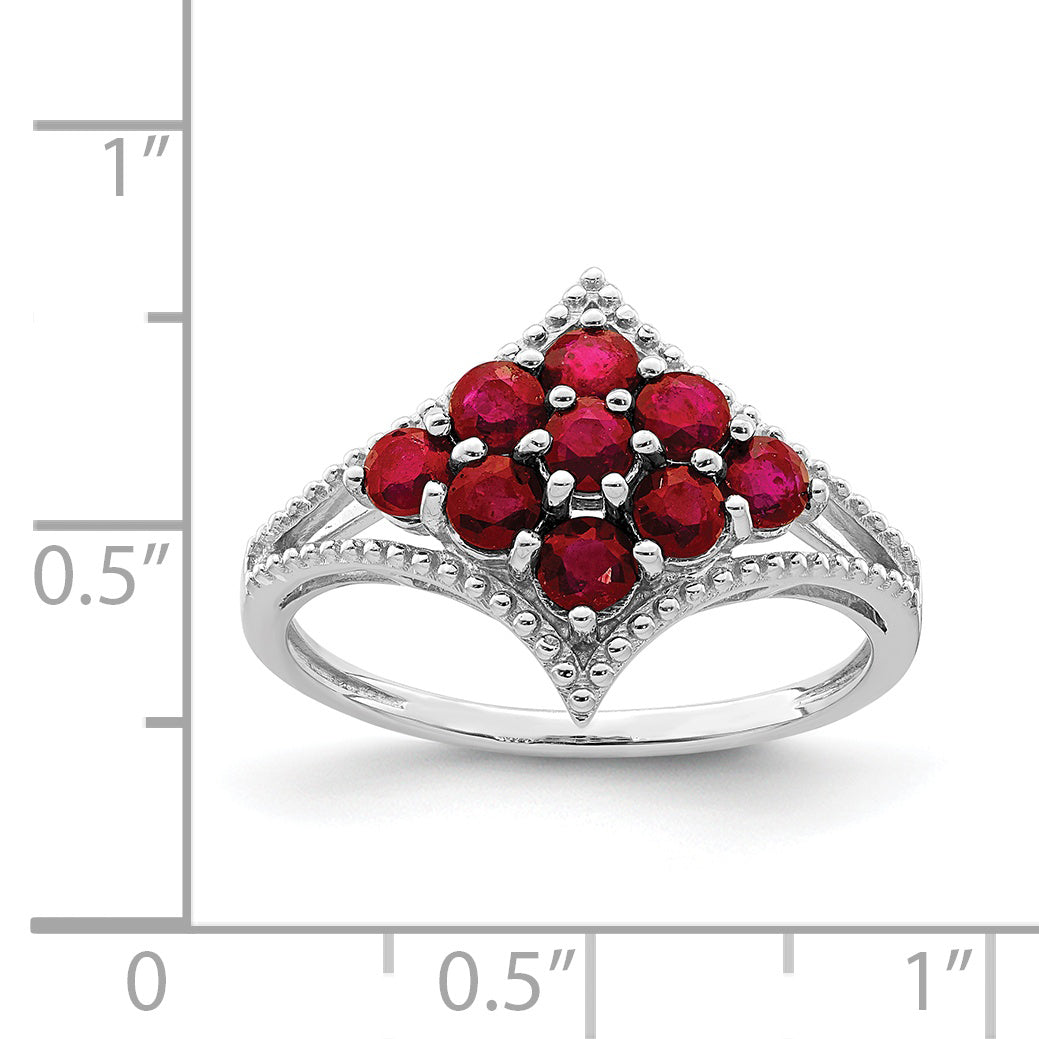 Sterling Silver Rhodium-plated Ruby Ring