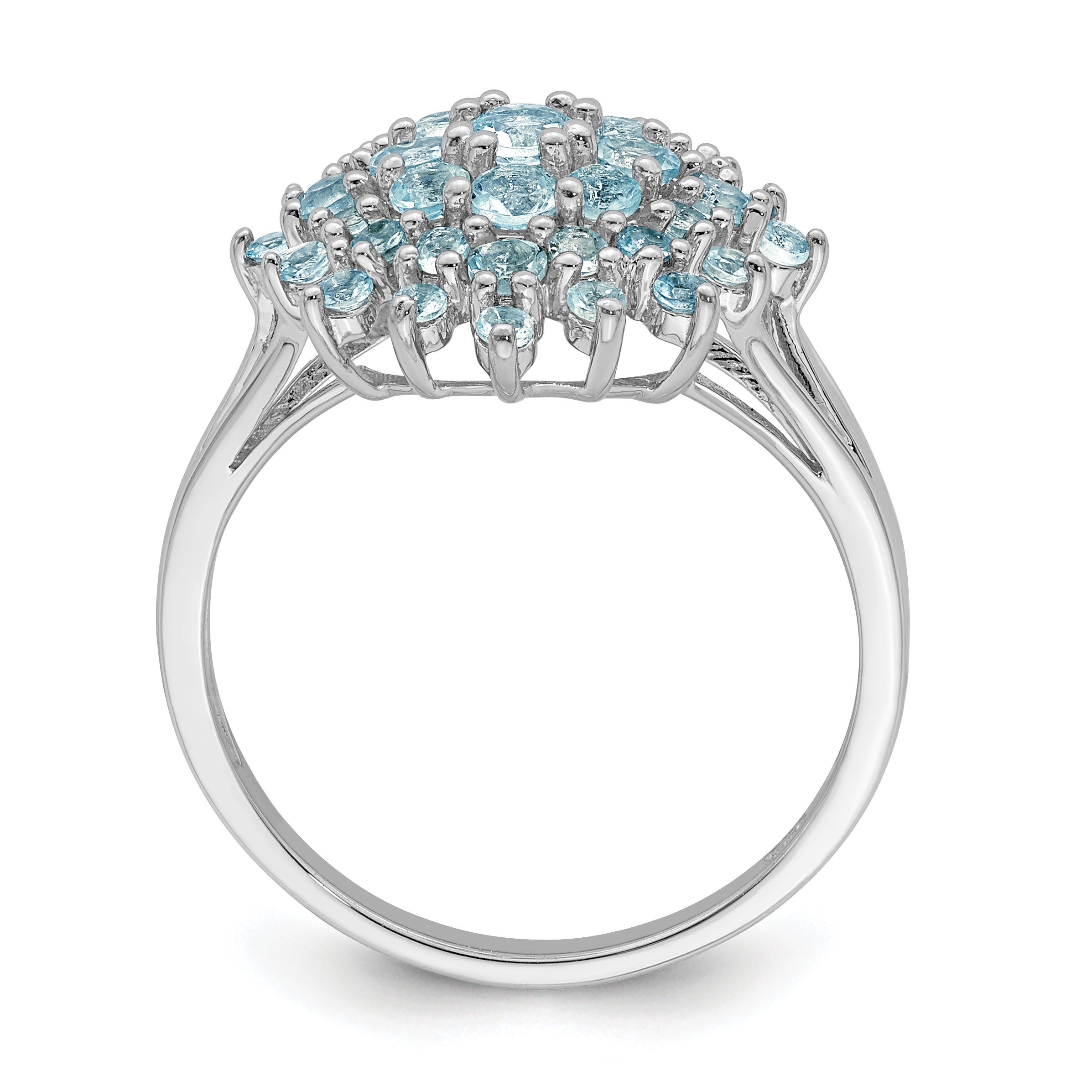 Sterling Silver Rhodium Aquamarine Ring