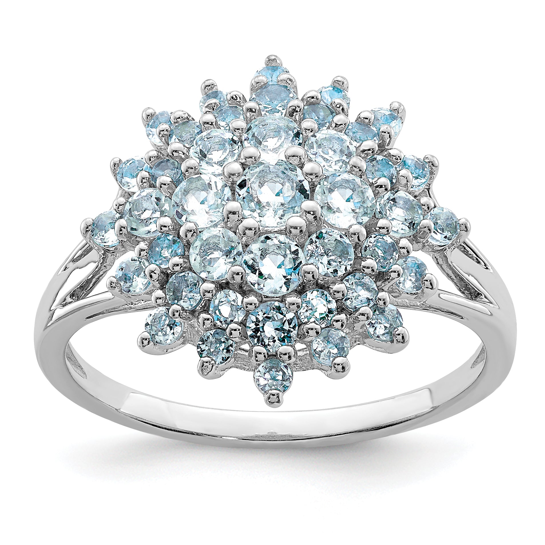 Sterling Silver Rhodium Aquamarine Ring