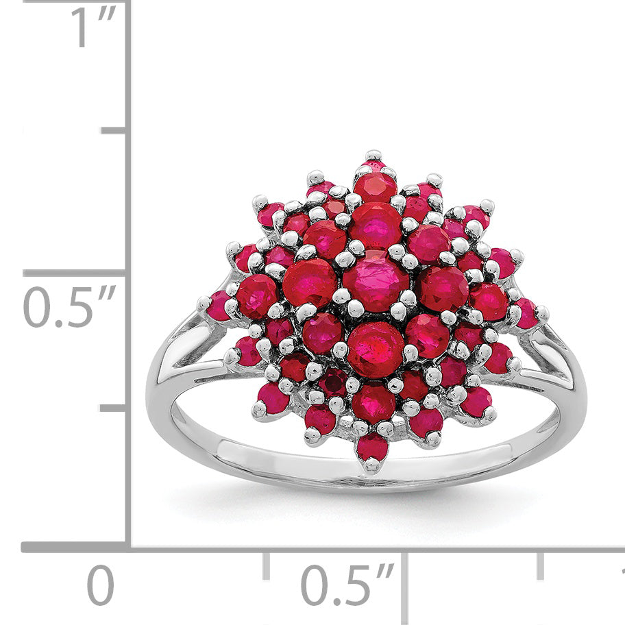 Sterling Silver Rhodium-plated Ruby Ring