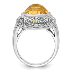 Sterling Silver Rhodium Citrine Ring