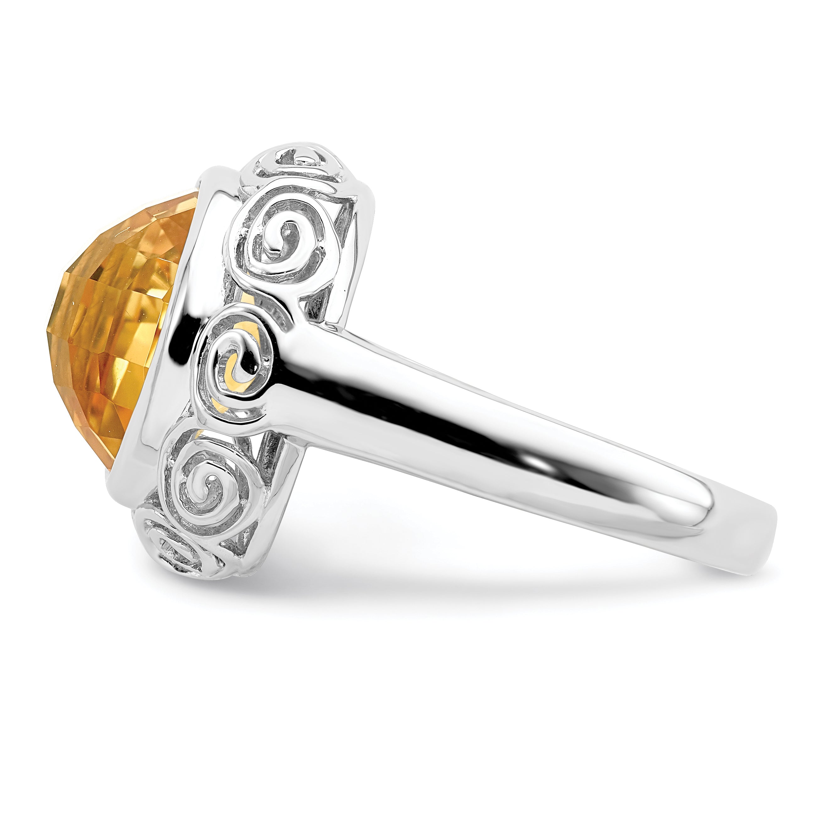 Sterling Silver Rhodium Citrine Ring