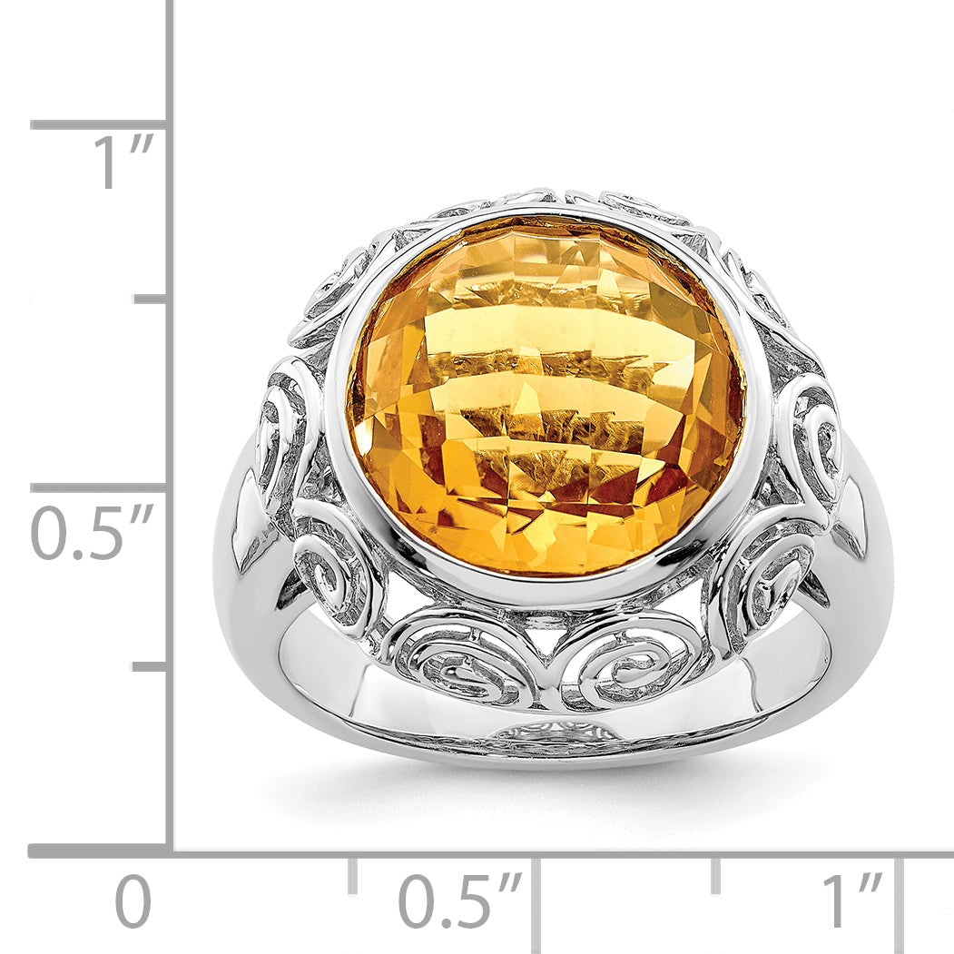 Sterling Silver Rhodium Citrine Ring