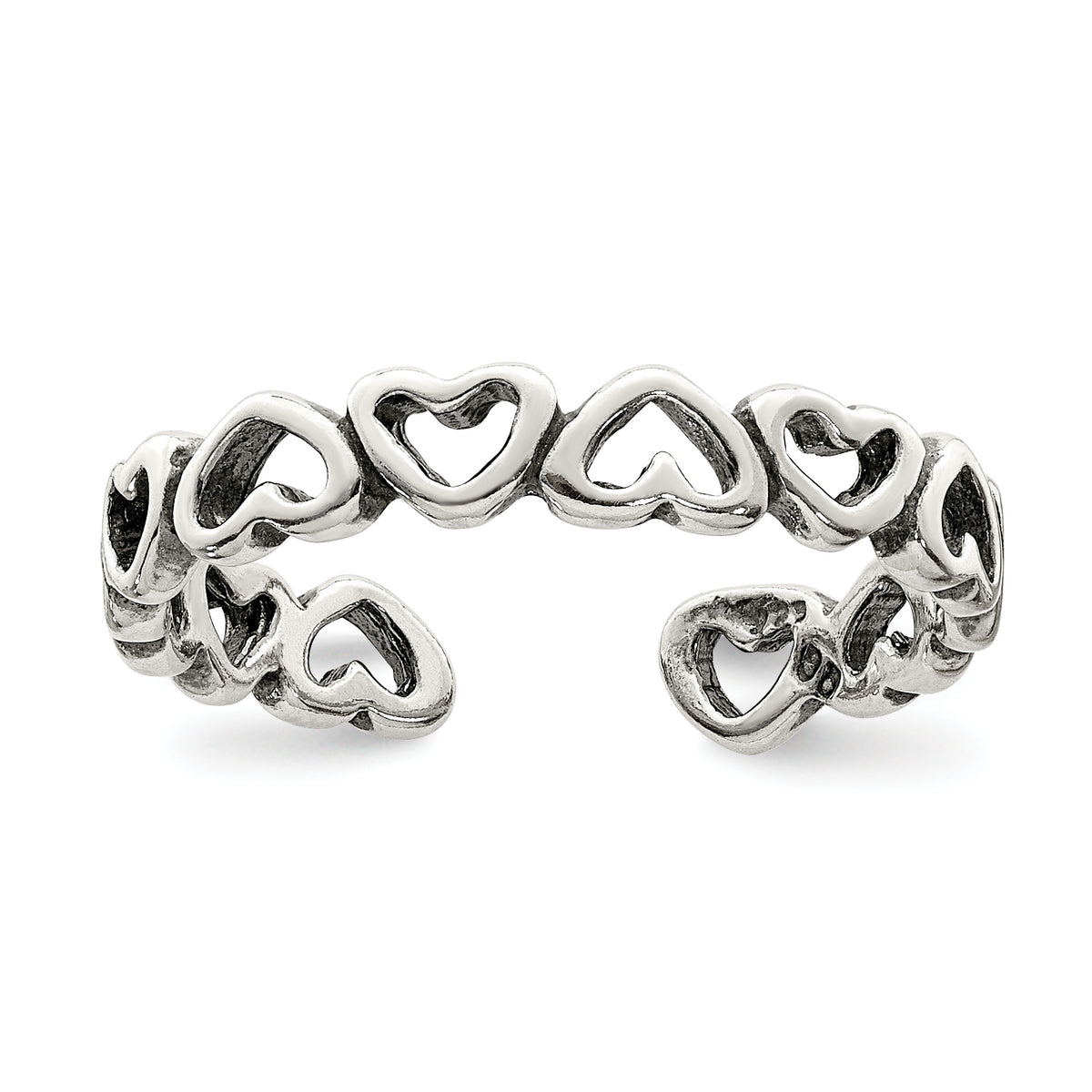 Sterling Silver Antiqued Heart Toe Ring