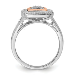 Sterling Silver Rhodium & 14K Rose Gold Ring