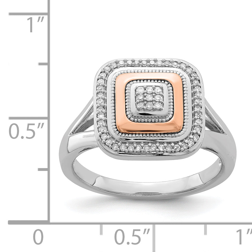 Sterling Silver Rhodium & 14K Rose Gold Ring