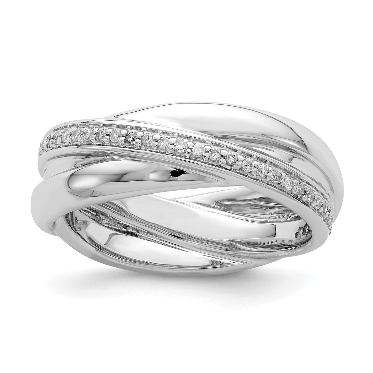 Sterling Silver Rhodium Diamond Band