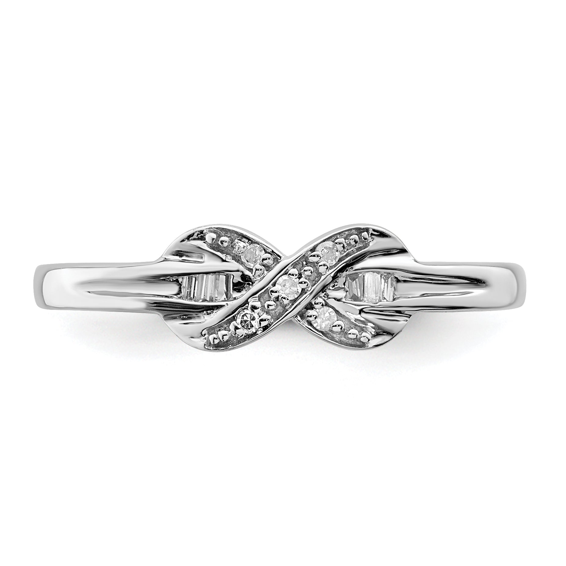 Sterling Silver Rhodium Plated Diamond Infinity Ring