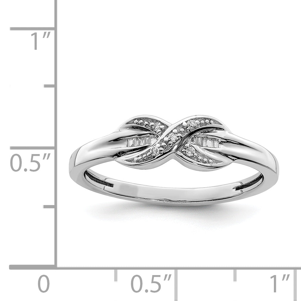 Sterling Silver Rhodium Plated Diamond Infinity Ring