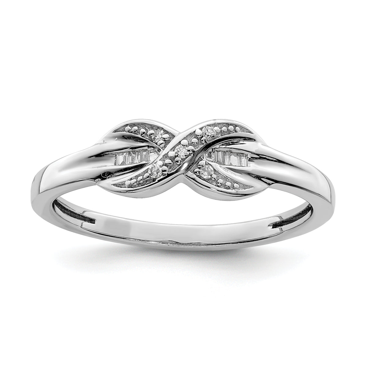 Sterling Silver Rhodium Plated Diamond Infinity Ring