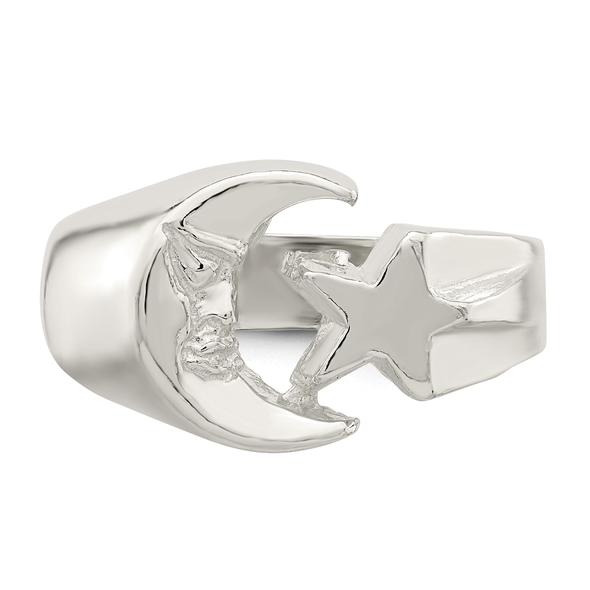 Sterling Silver Moon & Star Ring