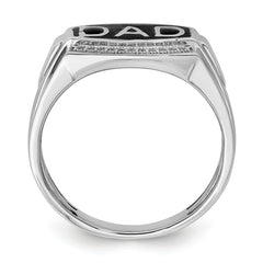 Sterling Silver Rhodium Plated Diamond Men's DAD Ring