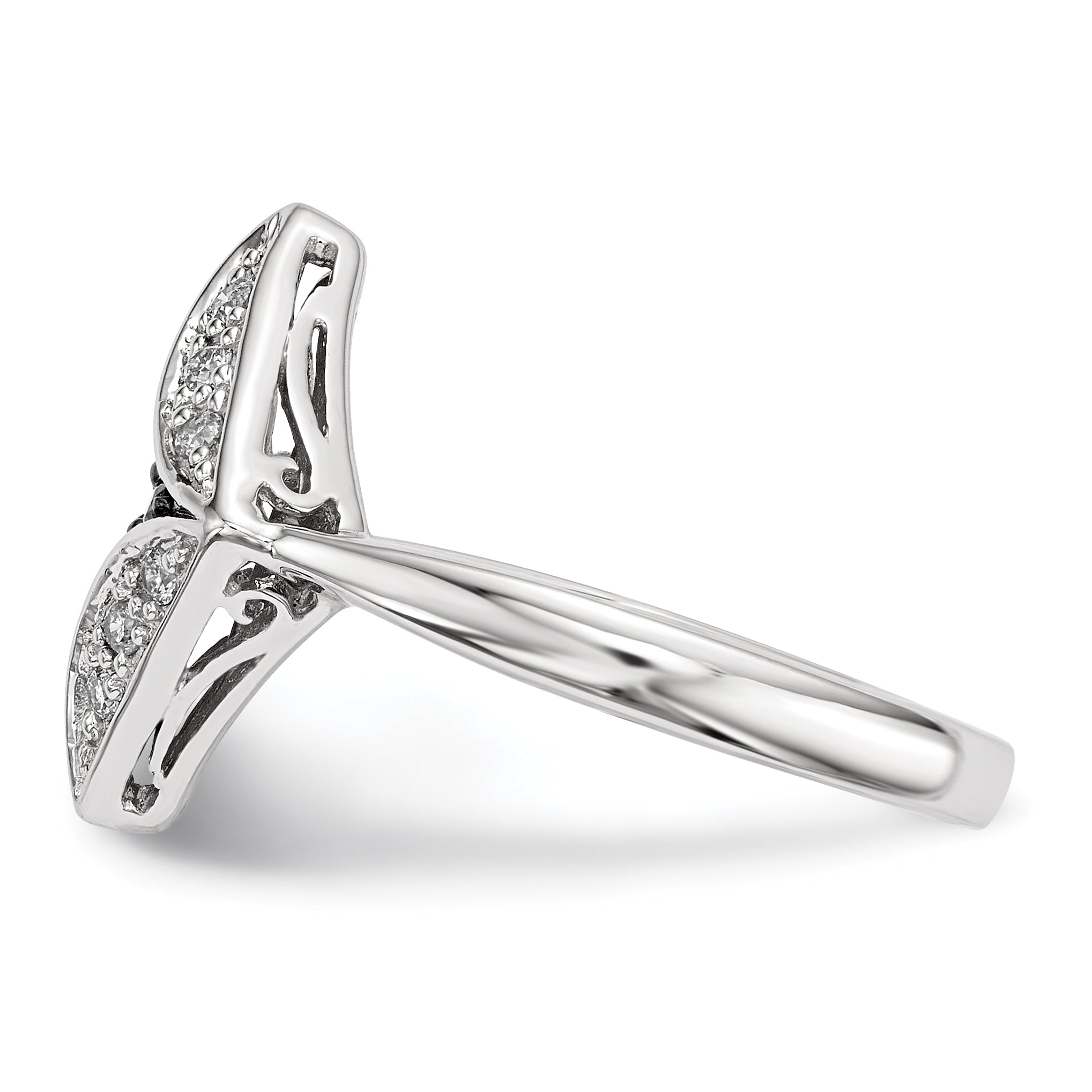 Sterling Silver Champagne Diamond & Diamond Shape Ring