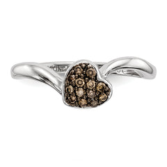 Sterling Silver Champagne Diamond Small Heart Ring