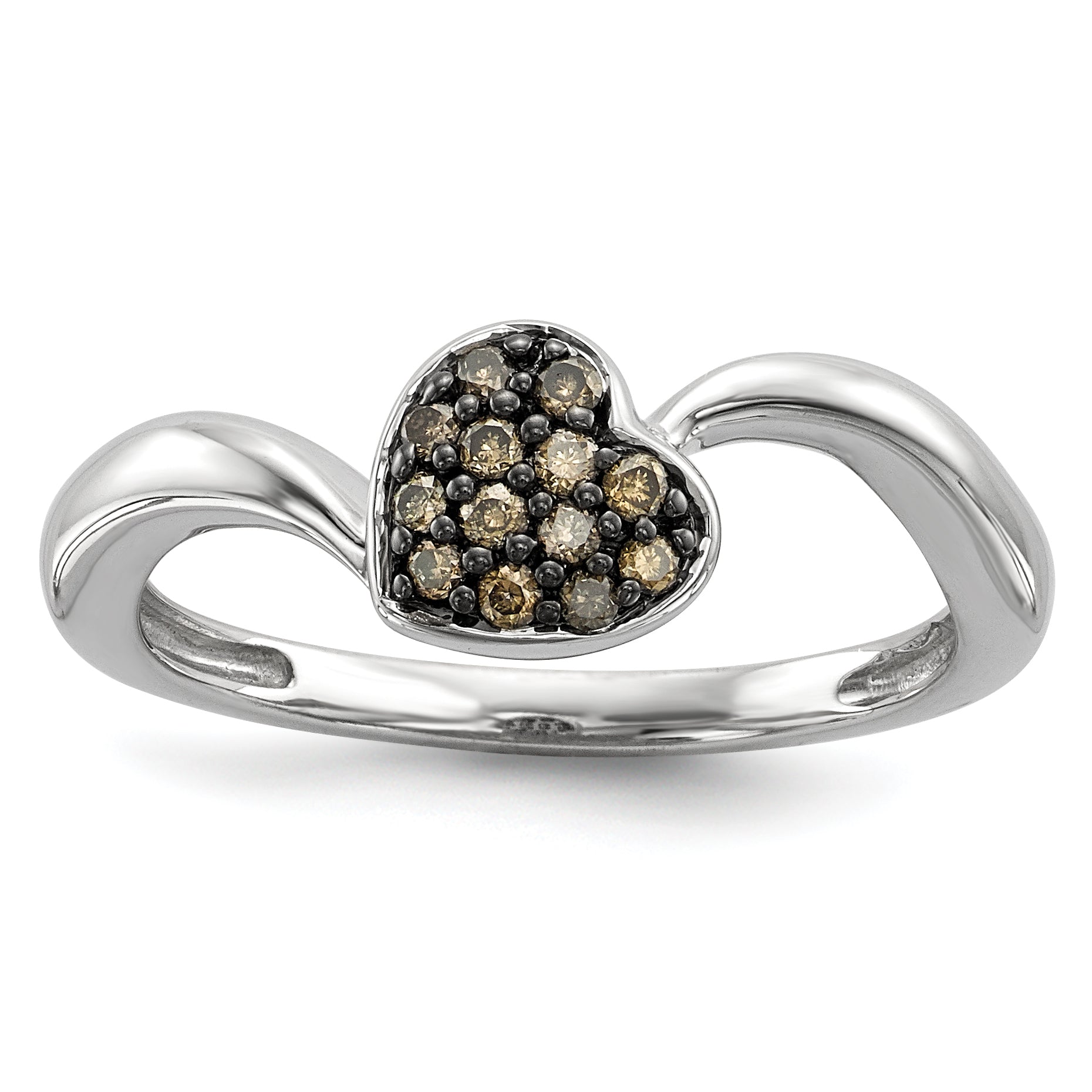 Sterling Silver Champagne Diamond Small Heart Ring