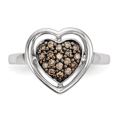 Sterling Silver Champagne Diamond Heart Ring