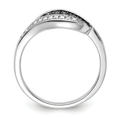 White Night Sterling Silver Rhodium-plated Champagne and White Diamond Fancy Marquise Ring