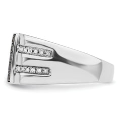 White Night Sterling Silver Rhodium-plated Black and White Diamond Men's Ring